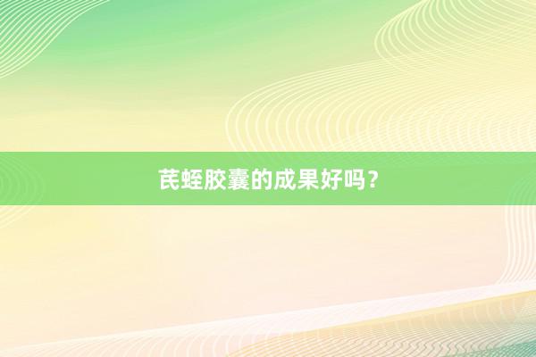 芪蛭胶囊的成果好吗？